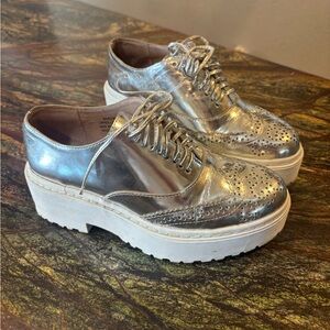 Silver Platform Brogues